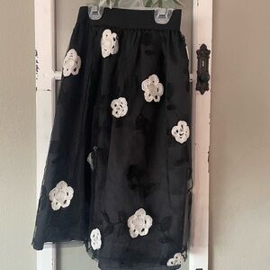 Elegant Black Floral Skirt